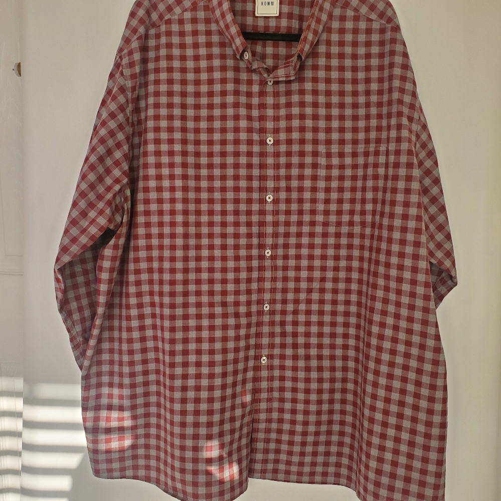 ROWN Big&Tall Size 4XB 100% Cotton checkered L/Sl button up shirt - Picture 2 of 9